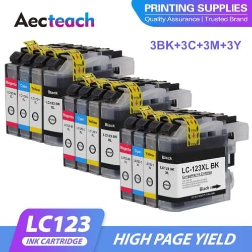 Aecteach new For Brother LC123 xl Ink Cartridge Compatible For MFC-J4510DW MFC-J4610DW Printer Ink Cartridge LC121 MFC-J4410DW