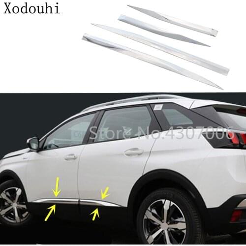 Car Stainless Steel Side Door Trim Strip Molding Stream Lamp Panel Bumper For Peugeot 3008 GT 3008GT 2016 2017 2018 2019 2020