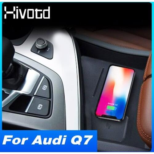QI Car Wireless Charger For Audi Q7 2018 2017 10W Fast Phone Wireless Charging Plates Interior Modification Accessories Styling