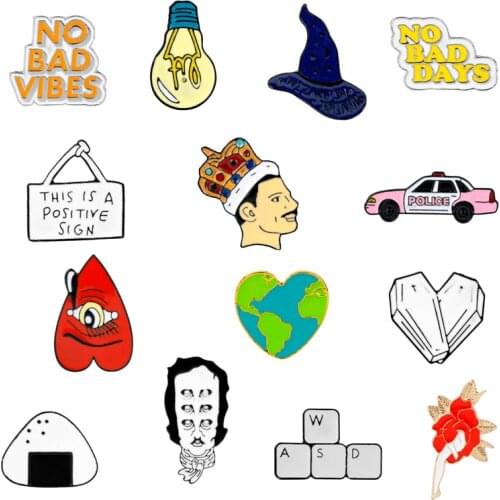 Cartoon brooch heart world map queen band keyboard Pink car Icons Badge on Backpack Brooch Pins for Clothes Badge women gift