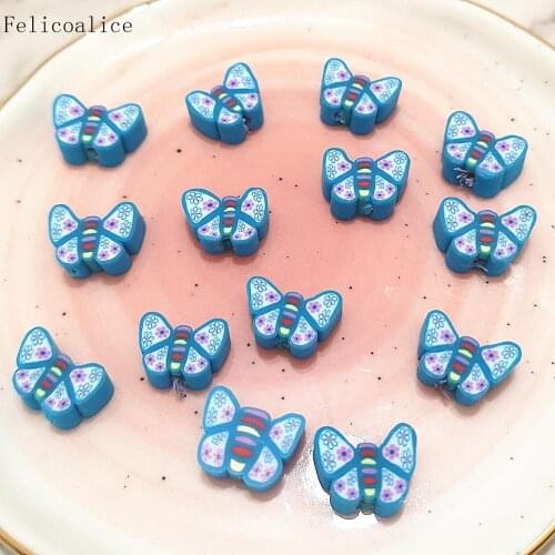 20pcs 10mm DIY Jewelry Making Beads Multicolor Butterfly Shape Polymer Clay Spacer Beads Handmade Bracelet Necklace Accessories