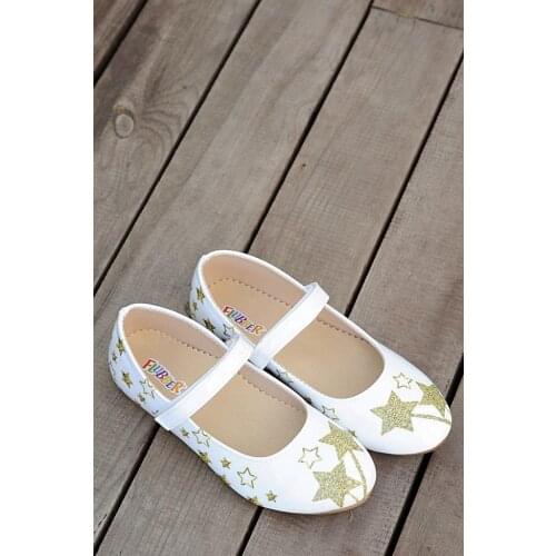 A26520-20BeyazAltın Pink Potin Child White Gold Shoes A26520-20