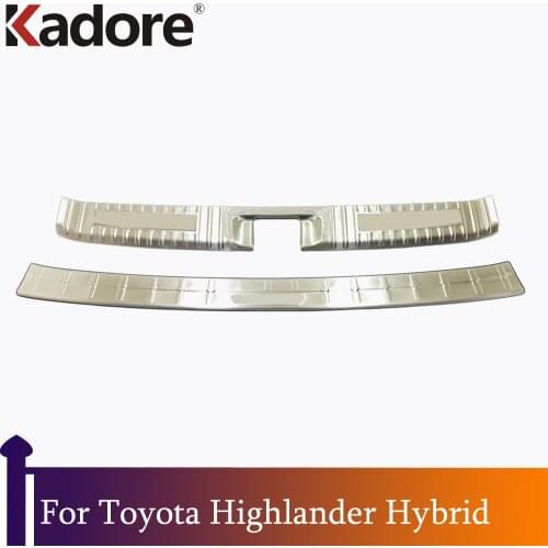 For Toyota Highlander Hybrid 2021 2022 Stainless Steel Rear Bumper Protector Trim Tail Trunk Scuff Plate Cover Car-Styling
