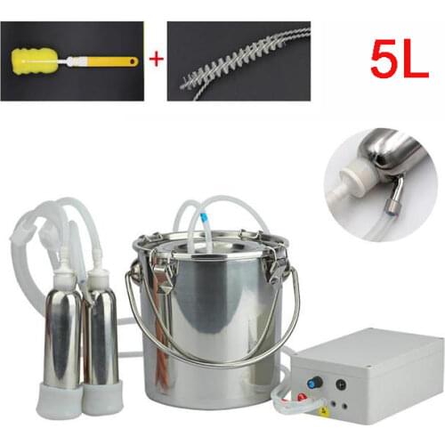 5L Electric Milking Machine Stainless Steel Milker For Farm Cows Goats Vacuum Pump Bucket Pasture Cow Sheep Milker 220/110V