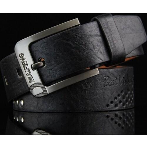 110CM mens classic pin buckle mens belt luxury authentic punk rivet belt retro metal embossed mens belt hot sale