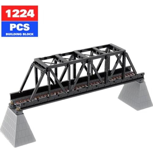 MOC Truss Railway Bridge Train Railway Bridge Compatible with Various Trains Building Block Scene Boy Toy Childrens Toy Gift