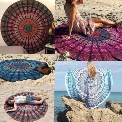 Round Beach Tapestry women scarf Hippie Throw Yoga Mat Towel Indian Roundie Bohemian Mandala