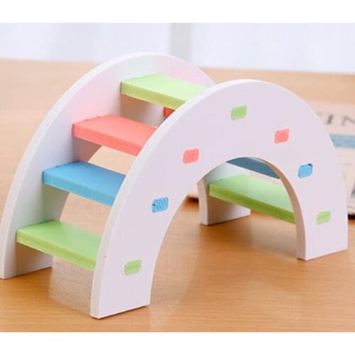 Rat Wood Bridge Rainbow Climb Running Jogging Silent Spinner For Mouse Hedgehog Chinchilla Pets Mice Hamsters Gerbil Cage Toy