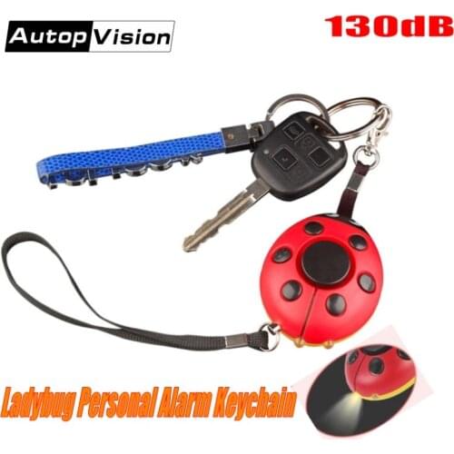 2018 hot-sale Ladybug Personal Alarm with 130dB Siren Anti-Rob Anti-Attack self defense alarm Keychain with LED Flashlight