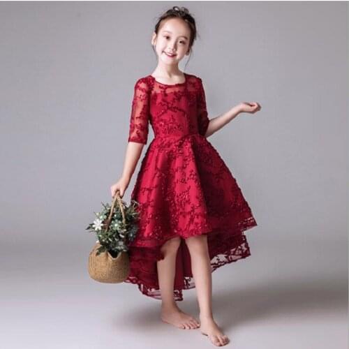 Hot! Kids Lace Girls charistmas Party Dresses,Children Summer Lace Fashion Dresses Wedding Party Clothes Girls Dress 3-14T