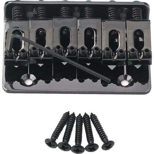 Metal Electric Guitar Hard Tail Bridge Saddle Tailpiece Replacement with Screws Wrench, Black