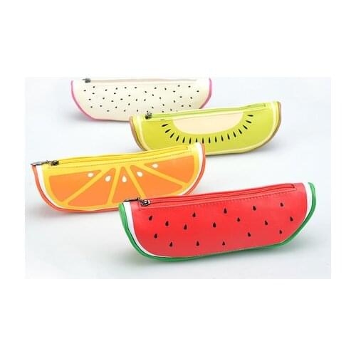 Cartoon Cute Fruit Pencil Cases Watermelon Orange Kiwi Storage Bag Student Stationery School Supplies Kawaii Bag Pencil Bags