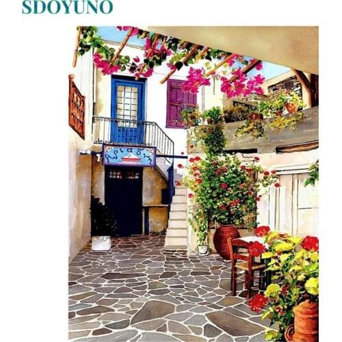 SDOYUNO Acrylic Paint By Numbers Landscape DIY Frameless Oil Painting By Numbers On Canvas Scenery 60x75cm Digital Hand Painting