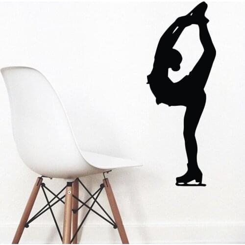 Figure Skating Wall Decals Woman Figure Skater Ice Skating Sport Home Gym Vinyl Sticker Kid Girl Nursery Baby Room Decor