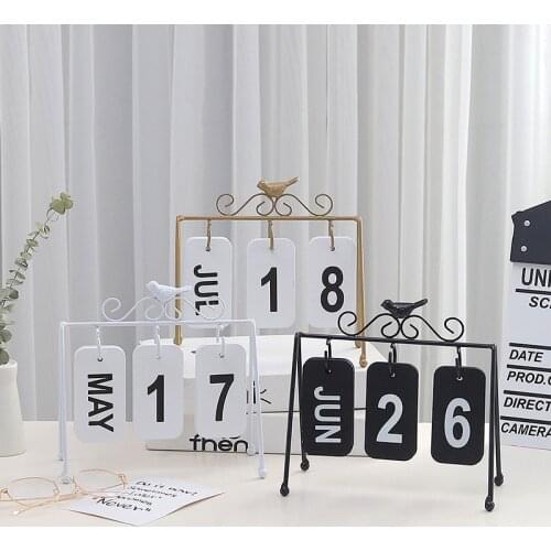 Table Calendar Desktop Month Date DIY House Office School Decoration Black White Gold Metal For Craft Gift
