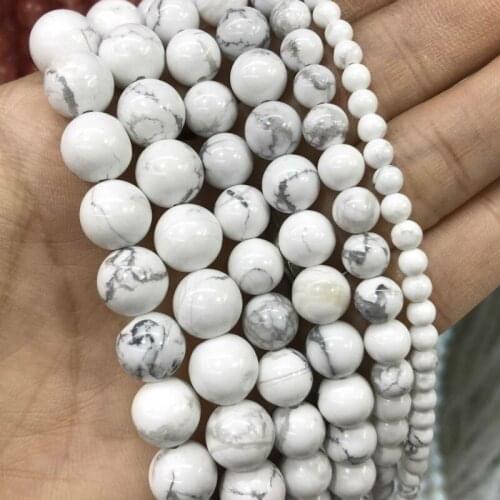 Natural White Howlite Turquoises Stone Beads Round Loose Beads For Jewelry Making DIY Bracelet Necklace Material 4/6/8/10/12mm