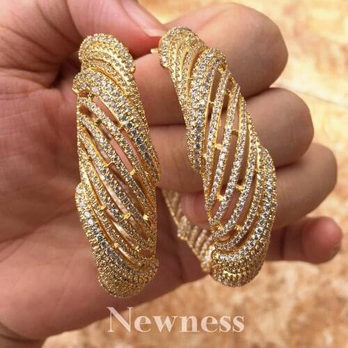 Newness Hollow Luxury Lines Fashion Earring Jewelry For Women Bride Wedding Jewelry Micro Inlay Cubic Zirconia
