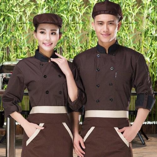 2017 New style 3 colors Unisex long-sleeved Chef clothes Waiter man and woman Uniform Chef Jacket Restaurant work clothes