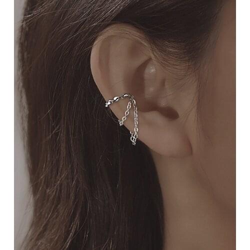 A Girl' New 2021 Punk Rock Chain Tassel Clip Earrings For Women Fake Piercing Earbone Ear Cuff Jewelry Gifts