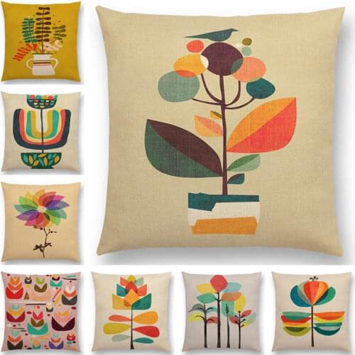 New Arrivals Colorful Cartoon Flowers Cute Rainbow Floral Garden Bonsai Tropical Plants Cushion Cover Pillow Case