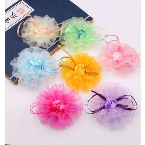 Organza Chiffon Rose Flowers DIY Jewelry Findings Ornament Accessory 21PCs 7PCS Handmade Floral Garment Hair Clip Patch Sticker