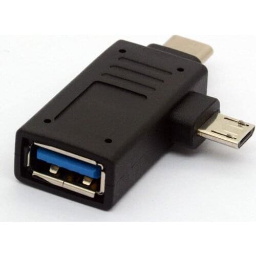 2-in-1 Micro USB 3.0 & 2.0 Type C OTG Adapter, USB-C Male Micro USB Male to USB-A 3.0 Female Converter On The Go for Android