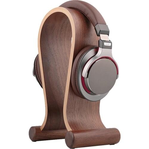 Headphone Stand Arch Holder Walnut / Birch Wood Headset Stand Earphone Stand, Holder, Mount with Wood Supporting Bar for Home