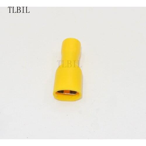 50pcs Yellow 12~10 AWG 6.3mm Female Fully Insulated Quick Disconnector 4-6/mm2