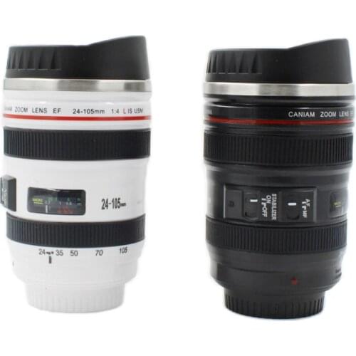 Durable Camera Cup Stainless Steel Vacuum Flasks Travel Coffee Mug Cup Water Coffee Tea Camera Lens Cup With Lid