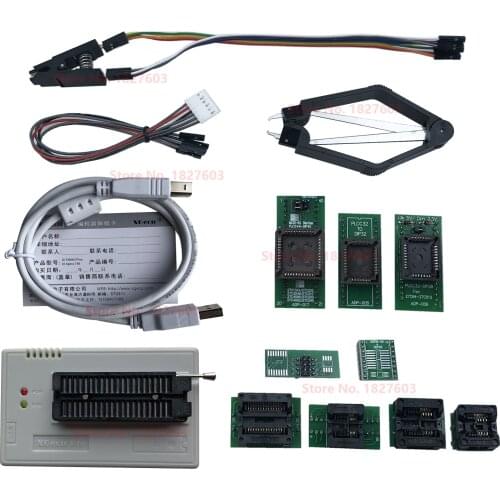 Black Edition V10.27 XGecu TL866II Plus USB Programmer 15000+IC SPI Flash NAND EEPROM MCU PIC AVR+ 9PCS ADAPTER+SOIC8 Testclip