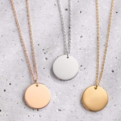 Mavis Hare 20mm Stainless Steel Coin Round Necklace with 40+5cm Chain for Drop shipping as Christmas Women Gift