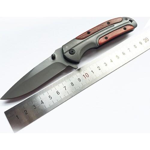 Brave Fighter DA43 55HRC 3Cr13MOV blade Steel Wood handle Titanium blade Folding knife outdoor camping utility EDC tool