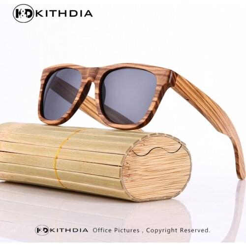 KITHDIA Real Zebra Wood Sunglasses Polarized Men Women Brand Designer Vintage Wooden Sun Glasses Cool Oculos de sol masculino
