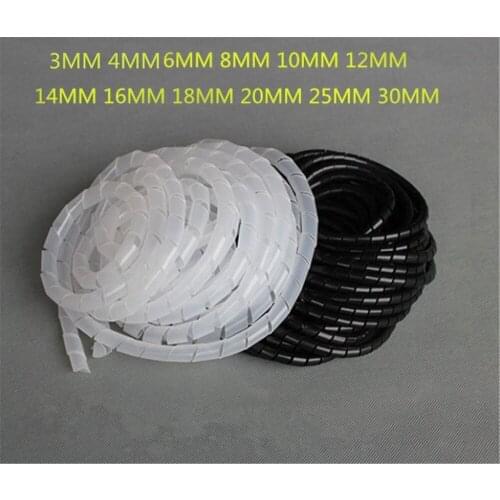 3-30MM Spiral Tube Flexible Cord PC Home Cinema Cable Wire Organizer Wrap Management White For PC Computer