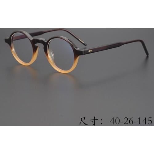 Limited version Vintage dark brown-orange mixed Acetate fame classical round eyeglass frame Eyewear women and men with box case