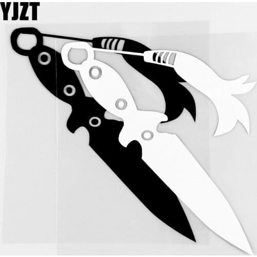 YJZT 16.1CM×13.2CM Personalized Car Stickers Exquisite Vinyl Body Decoration Stick Combat Weapon Dagger 1C-0137