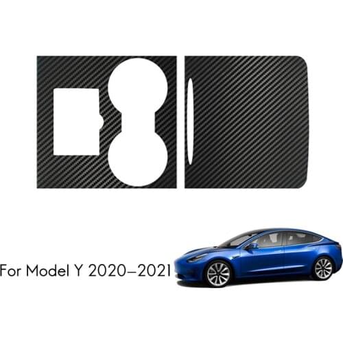Car Carbon Fiber Center Console Instrument Panel Protective Sticker Decoration Trim for Tesla Model 3 Y 2021 Car Styling
