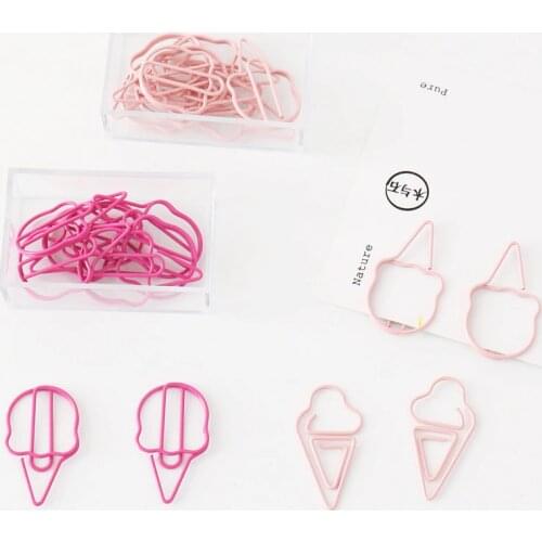 TUTU 10pcs/box Creative Kawaii Ice cream Paper Clip Cute Metal Bookmark Decorative File Memo Clips Stationery H0321