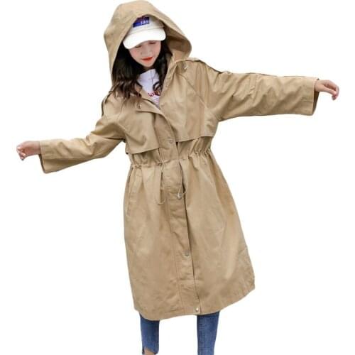 2020 New Windbreaker Womens Long section Korean Spring Autumn chic Clothing Hooded Loose Trench Coat for Women Outerwear