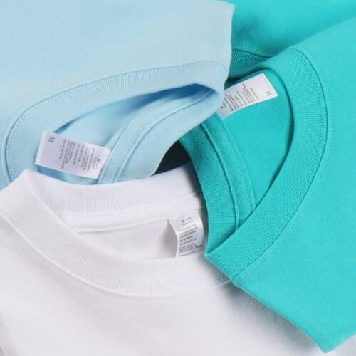 Women Summer T-shirts 270g Unisex Cotton Loose Tops Short Sleeve Blouse Solid Casual Mens Crewneck Tees Plus Size