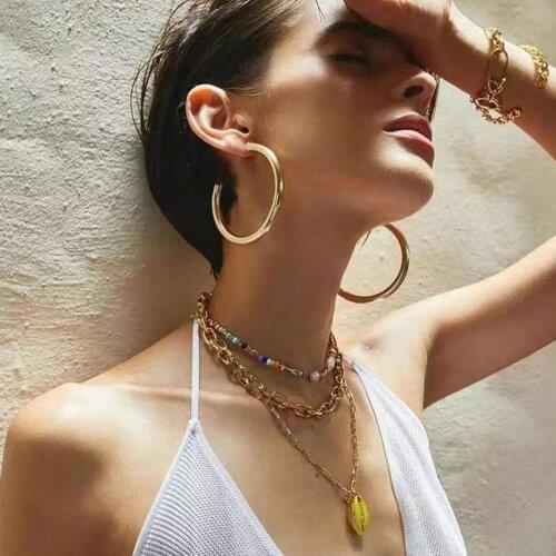 Thick Hoop Earrings For Women 2020 Statement Earring Hoops Metal Pipe Elegant Punk Fashion Jewelry Girl Gift UKMOC