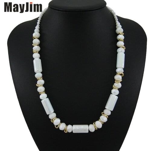 New 2019 Statement Big Glass Simplicity bead Necklace Vintage Women bohemian Chain Choker Necklaces & Pendants Fashion gift
