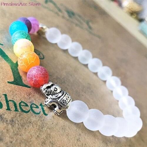 1Pc Energy Bracelet Elephant Charm Beaded Bracelet Jewelry For Men Women Reiki Prayer Stones Mala Bead Yoga