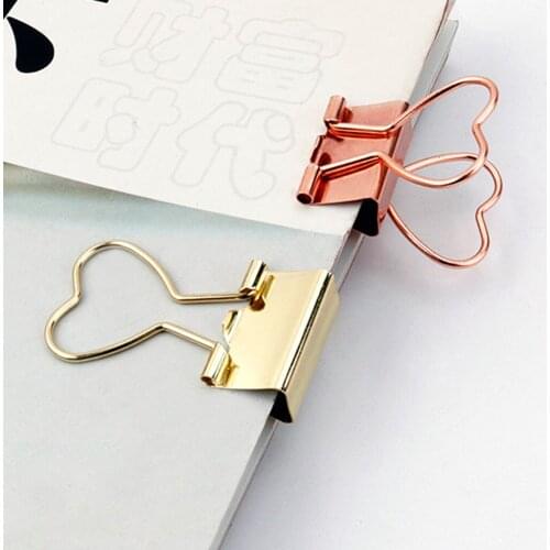 12pcs Metal Foldback Office Clips Paper Document Binding Supplies Heat Shape