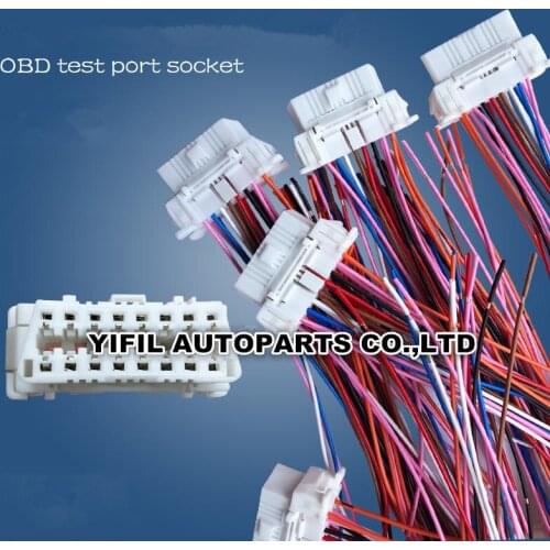 2/4/10pcs/lot 16 Pin 16 Way OBD Test Port Connector Plug Socket With Cable Wire Harness