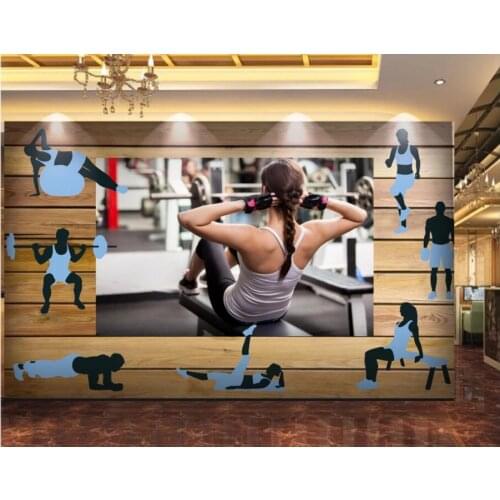 3d wall murals wallpaper for living room Gym fitness beauty wood grain background home decor photo wallpaper for walls 3 d