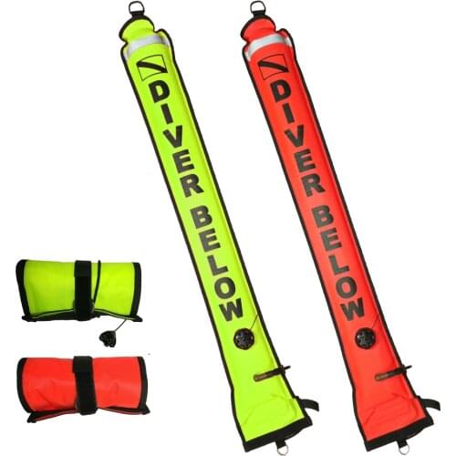 4FT Scuba Diving Surface Marker Buoy Signal Tube Diver Inflatable SMB Safety Signal Sausage with Valve