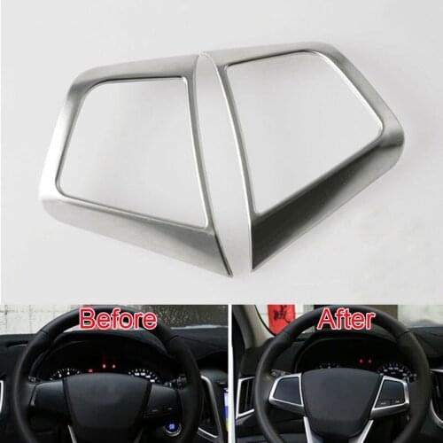 ABS Matt Chrome Interior Steering Wheel Panel Insert Trim Decoration Cover For Hyundai ix25 2015 Car Styling