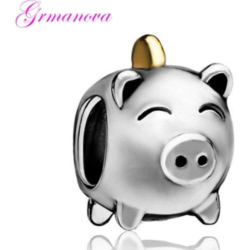Piggy piggy bank charm beads, beads jewelry jewelry bracelets animal jewelry pendant amulet Fit Pandora Necklace bracelet