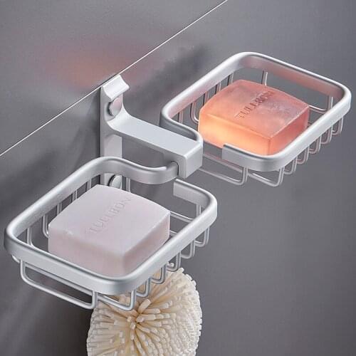 Non-perforated soap holder bathroom soap box soap box sucker wall-mounted creative drain double rack wall WF1127350